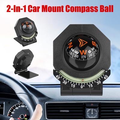 Foldable With Slope Meter Black Car Dashboard Compass Compass for Vehicle Boat Car Mount Compass Ball High Precision Navigation 2-In-1
