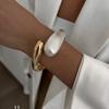Ingemark Exaggerated Punk Matte Heavy Metal Chunky Open Bangles for Women Vintage Geometric Spring Bracelets Men Couple Jewelry