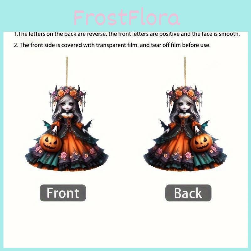 Halloween Pumpkin Witch Pattern Acrylic Pendant For Holiday Prop Decoration