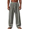 Herren Sommer Leinenhose Übergröße - Europäischer Amerikanischer Stil, Gerades Bein, Falten, Kordelzug, Schnelltrocknend.