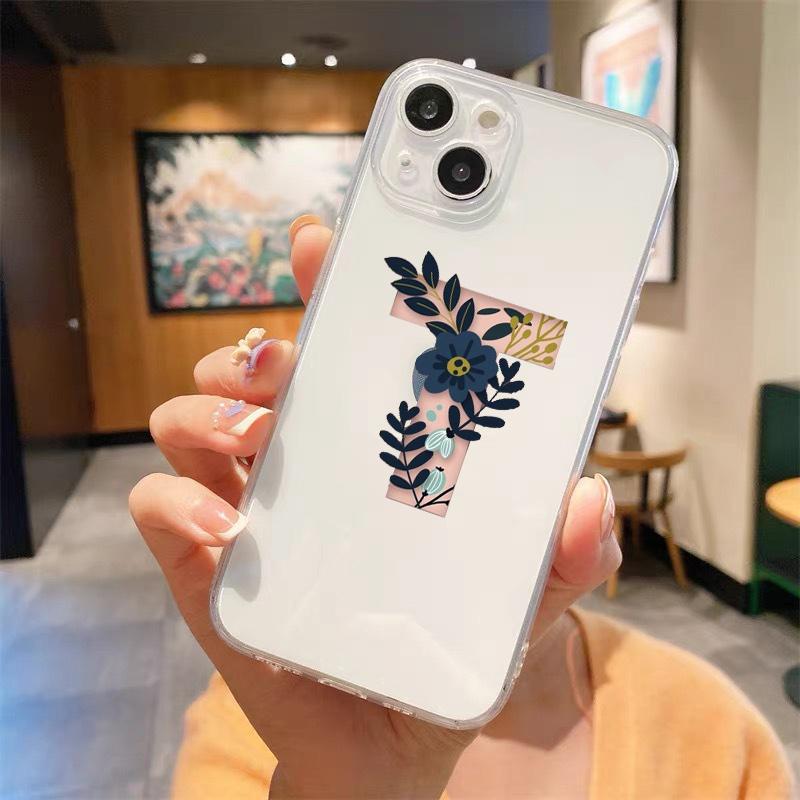 Fashion Letter Flowers Art Luxury Transparent Soft Phone Case For iPhone 15 14 13 12 11 Pro Max XS X XR 7 8 Plus Cover Fundas