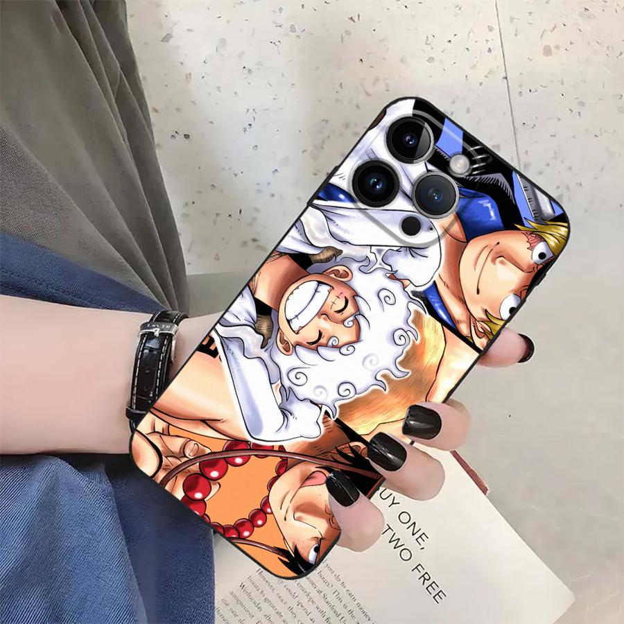 One Piece Luffy Anime Black Soft Phone Cover Case for iPhone XR 7 8 13 12 11 17 Pro Max 15 16 14 Plus XS Max 17Air