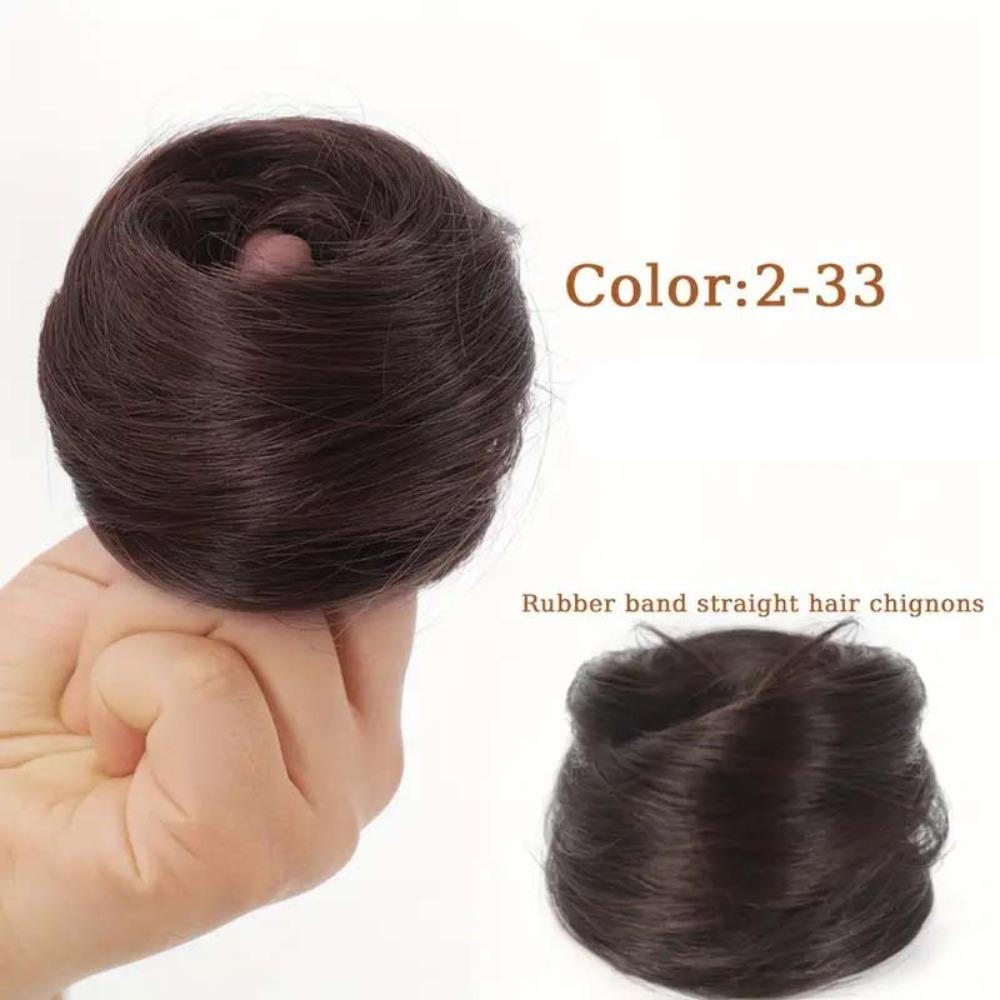 Elastic Rubber Band Straight Updo Chignon Synthetic Flower Bun Head Wig  Lazy