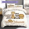 Custom Name,Cute Safari Animal Series Pattern Bedding Home Decoration Birthday Gift ( 1 Duvet Cover + 2 Pillowcase, Without Core),fan Merchandise.