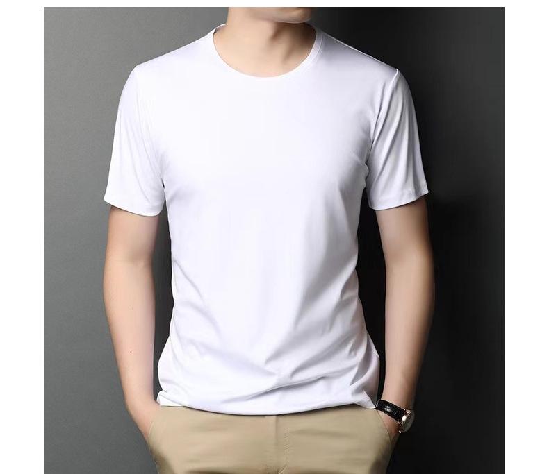 Men's Loose-Fit Short-Sleeve Round Neck T-Shirt, 100% Mercized Cotton.