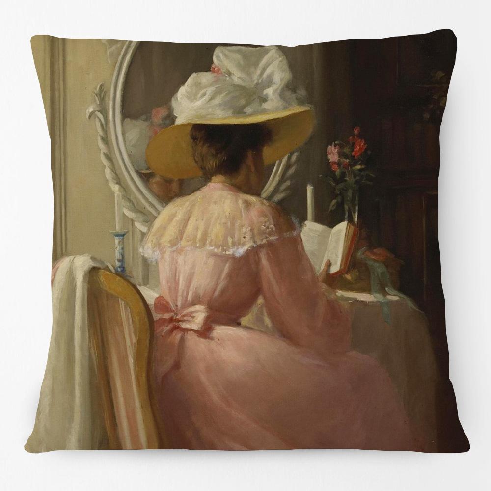 Vintage European Portraits Paintings Art Cushion Cover Beautiful Girl Woman Lady Pillow Case
