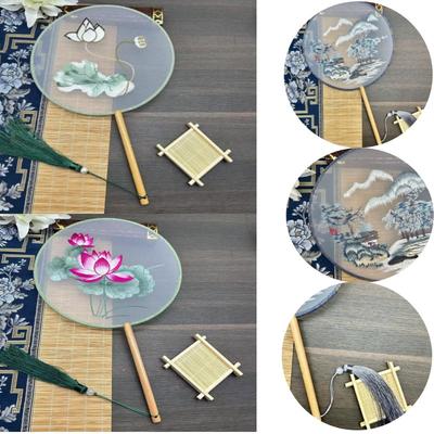 Vintage Gruppe Fan Klassischer Tanz Spezial Land Su Stickerei Fan Cheongsam Antikes Chinesisches Kleid Doppelseitiger Stickerei Fan