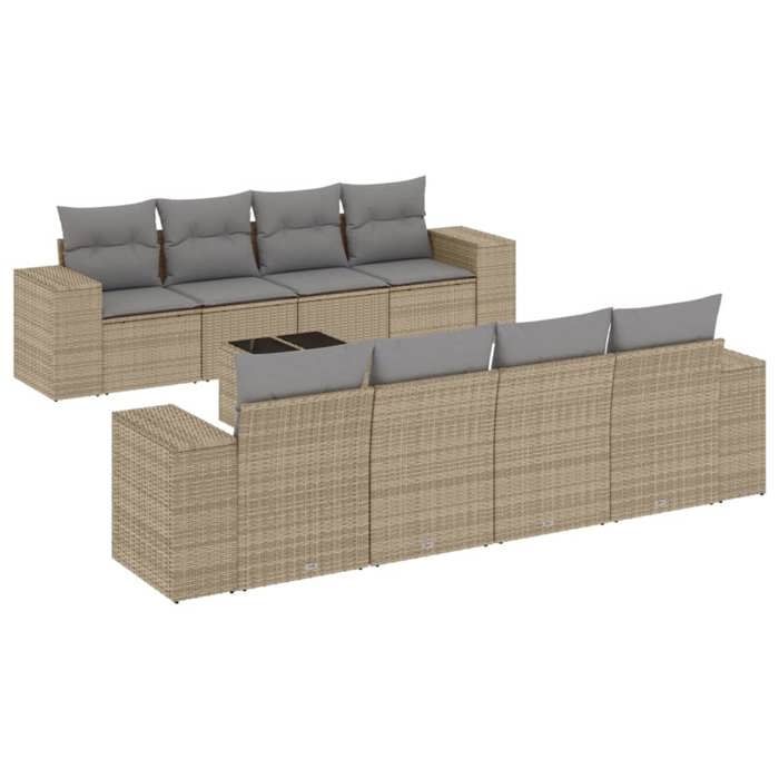 VidaXL Garden Lounge Set with Cushions 9 Pcs, Patio Sofas, Patio Furniture Set, Outdoor Furniture, Beige 3222348