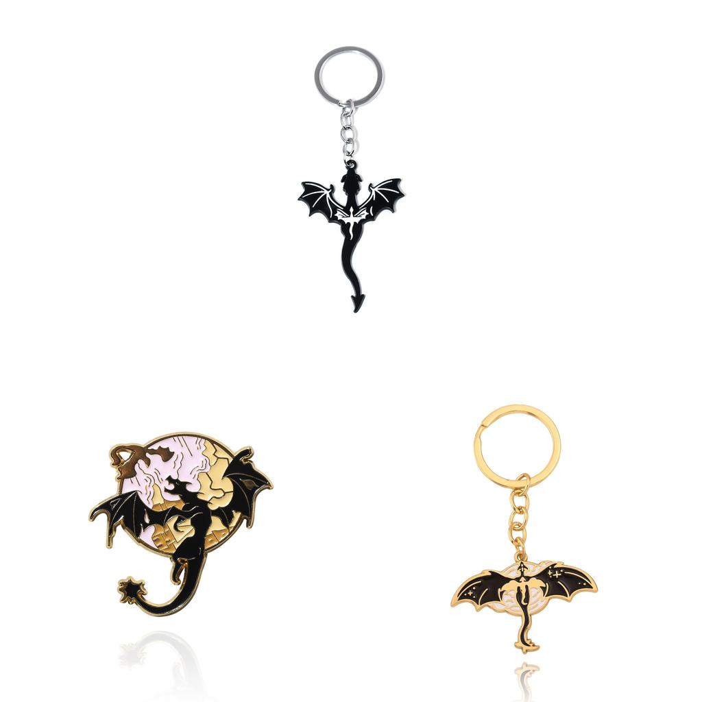 Dragon Emblem Schlüsselanhänger Metallabzeichen Mit Einzigartigem Stil Für Fans Der Vierten Flügel Serie