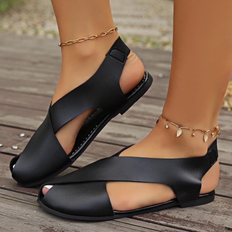 Fashion Retro Women Sandals Soft Sole Casual Girl Ugly Cute Shoes Summer New Flat Heel Peep Toe Sandals Minimalist Women's Rome Shoes