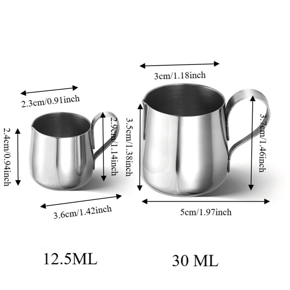2-teiliger Mini-Milchkännchen aus 304 Edelstahl 12/30 ML Café Milchmessbecher Latte Milchbecher Zuckerwürfel