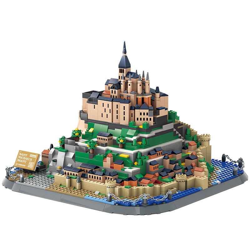 

Non-Toxic 1392Pcs Saint Michael S Mount Building Block Collectibles Model Construction Small Particle Assembly Model Toys Assembly