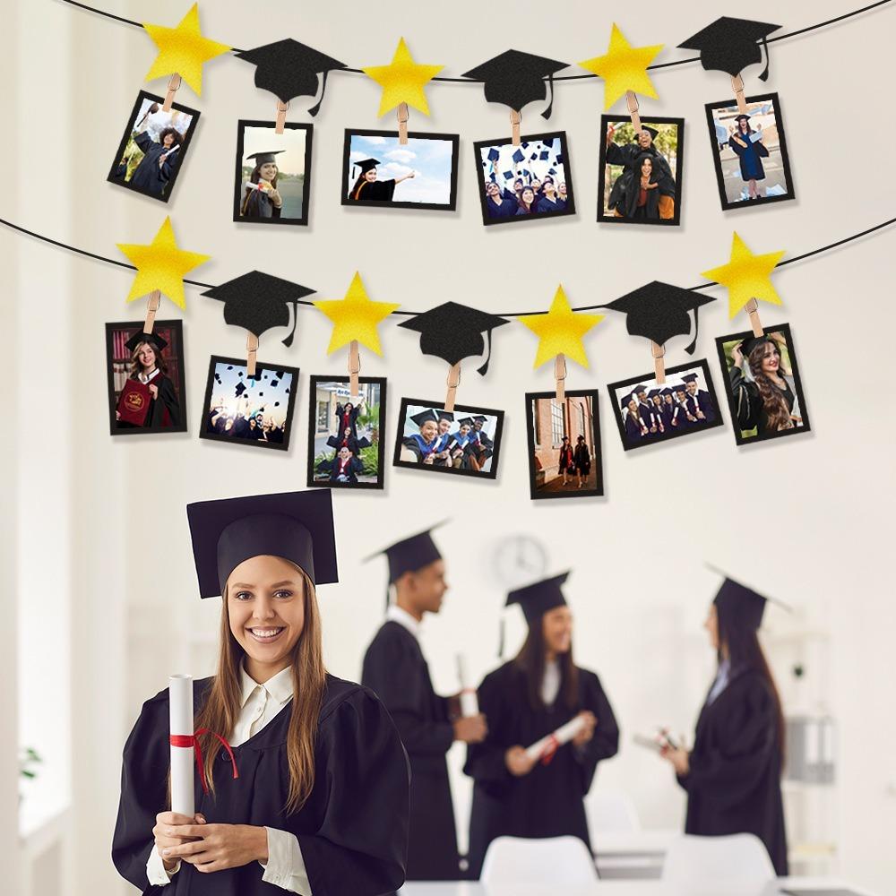 Personalized Congrats Grad Photo Banner Graduation Hanging Decor Graduation Season Themed Party