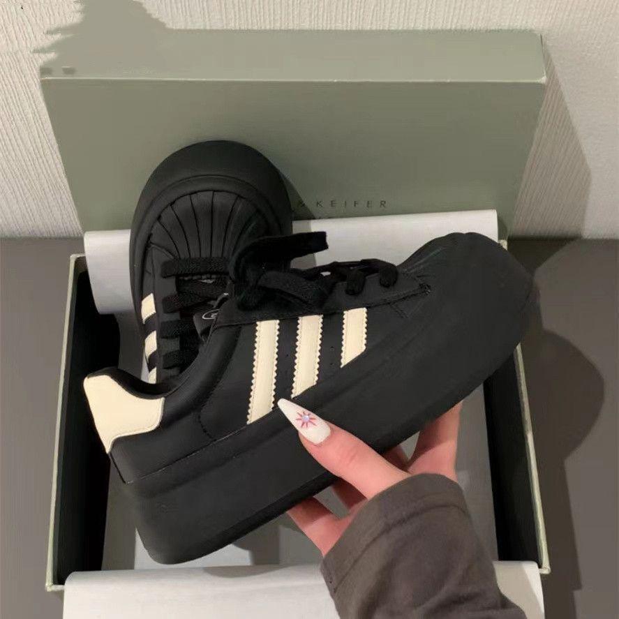 

Shell head black board shoes women s 2025 autumn new platform leisure sports big head cute doll shoes high value 35 чёрный