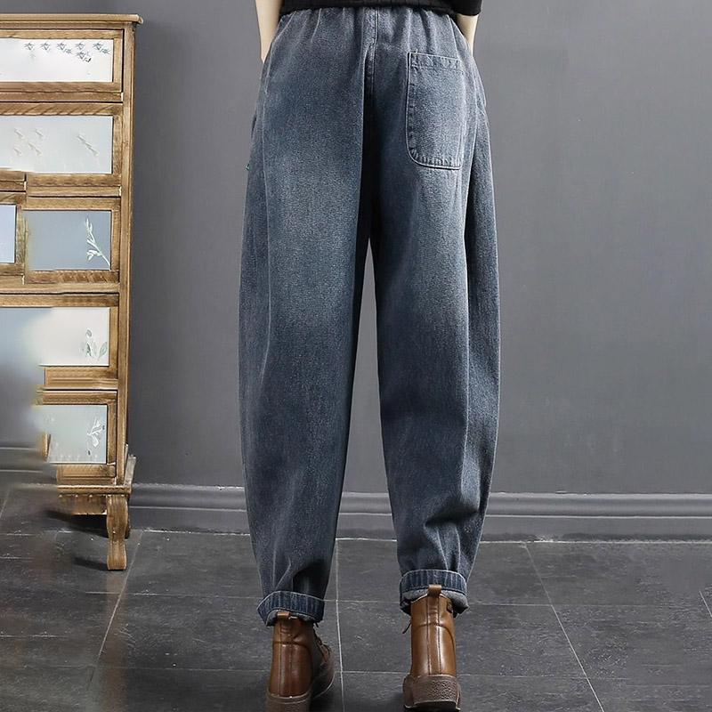 Jeans for Women Slimming Elastic Waistband Elastic High Waist Long Trousers Casual Wide Leg Pants