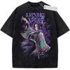 Unisex Washed Black Vintage Tshirt Demon Slayer Shinobu Kocho Highquality Fabric for Home Leisure Travel Shopping