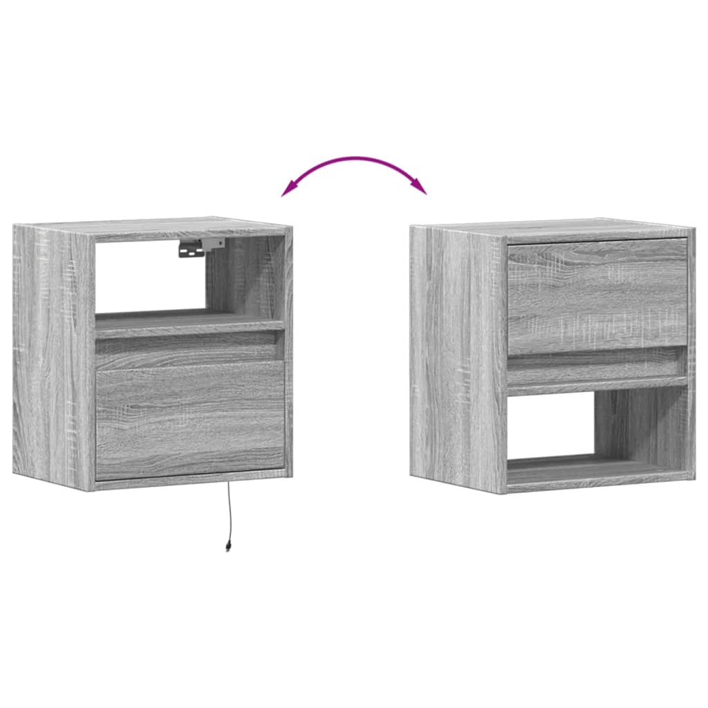 TV Wall Cabinets with LED Lighting 2 pcs Grey Sonoma 41 x 31 x 45 cm
