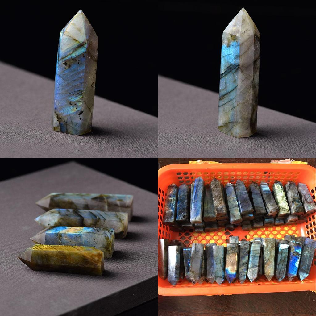Exquisite Natural Labradorite Quartz Obelisk Crystal Wand For Spiritual Growth Gift