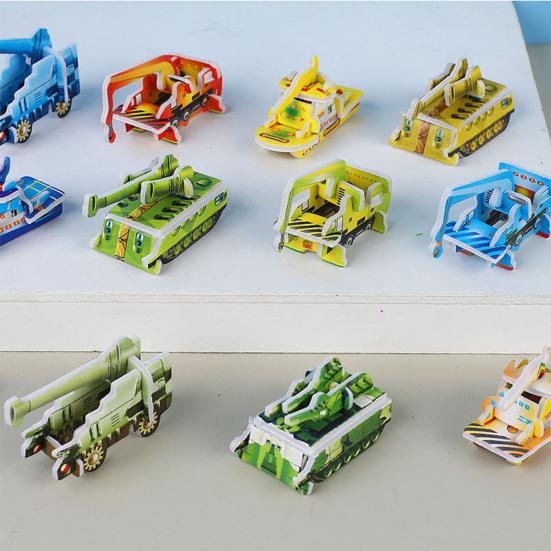 100Pcs/Set Kids 3D Puzzle Toy Number Animal Dinosaur Airplane Tank Spinning Top Cognition Jigsaw Assembly Educational Game Kit