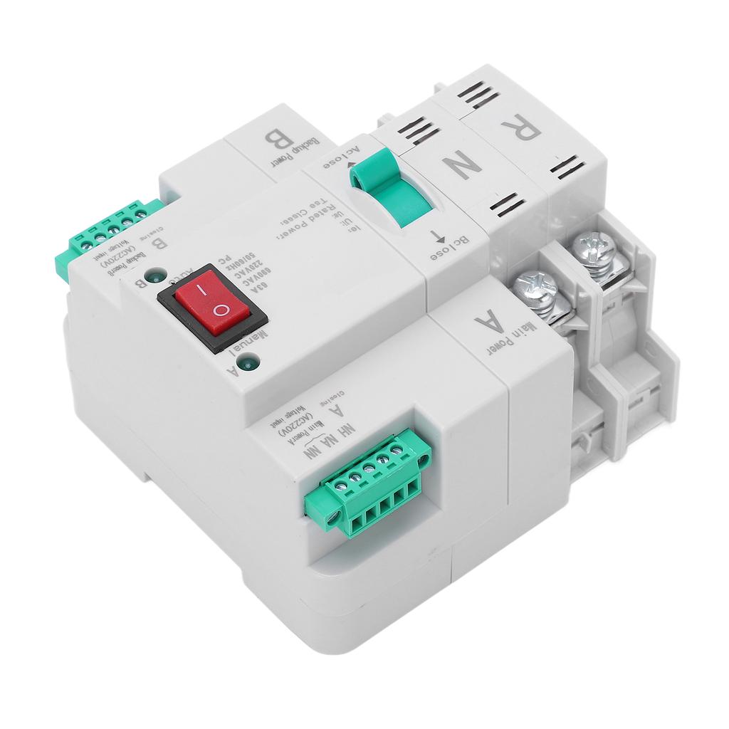 Dual Power Automatic Transfer Switch 2P DIN Rail Installation Quick Switching Electrical Selector Switch AC 220V