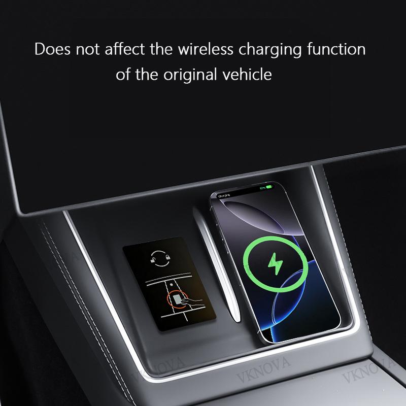 For Tesla Model YL Juniper 2026 Center Console Silicone Mat Designed Refresh, Non-Slip Design 6-Seater YL - Wireless Charging