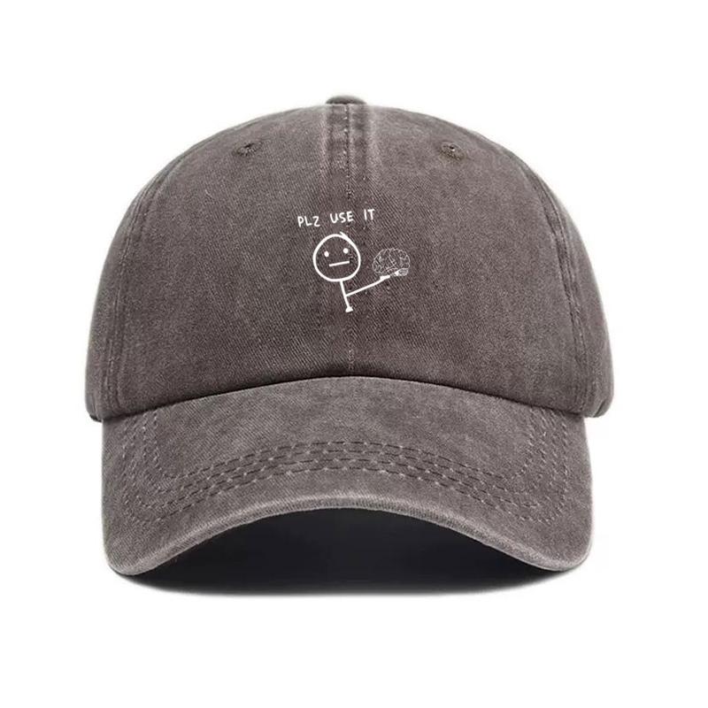 Customize Humorous Fun Figure Vintage Washed Cotton Baseball Cap Adjustable Distressed Trucker Hat For Men Women Creative Thinking Cap