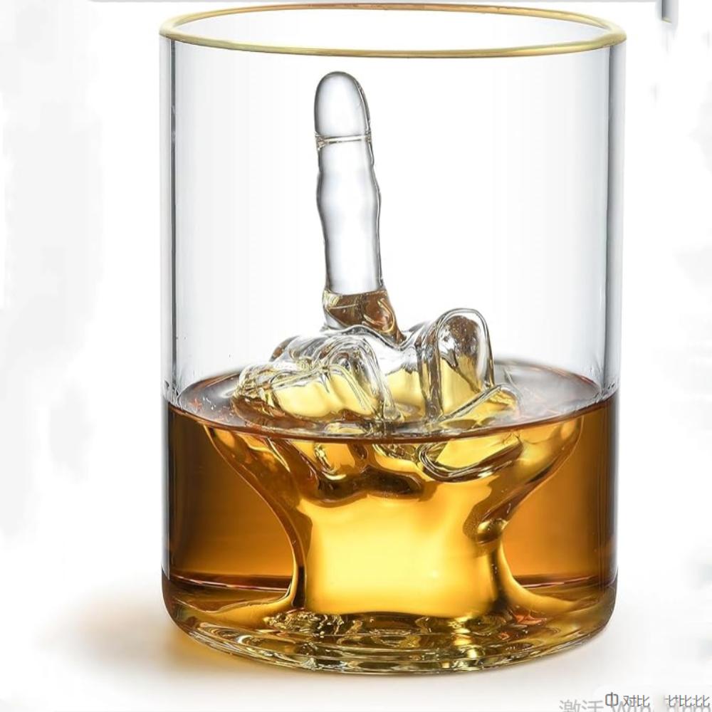 Środkowy Palec Zabawny Kieliszek do Whiskey Premium Na Ciebie Zabawny Kieliszek do Whiskey Likieru Piwa Luksusowy Kieliszek ze Złotym Brzegiem Akcesoria Barowe