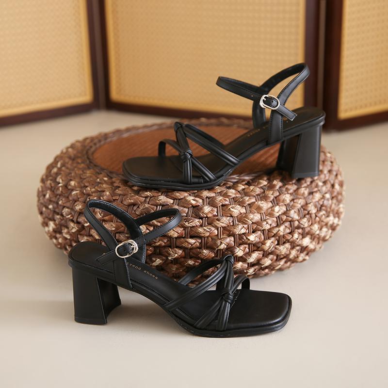 

Silver Square Head Thin Strap High Heels Women s Summer New Fashion French Style Ladies Retro Thick Heel Roman Open Toe Sandals 34 срібний