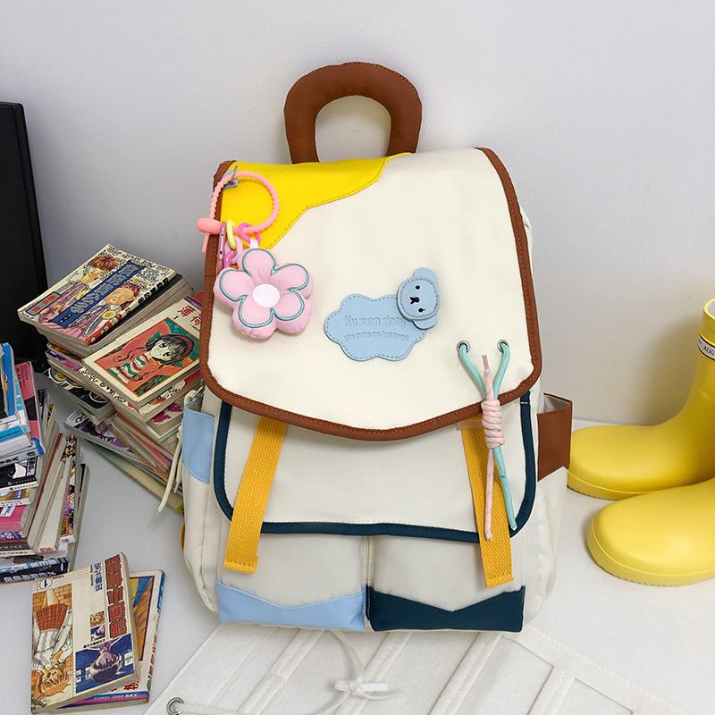 Backpack New Large-capacity High School Students Cute Backpack Contrasting Color Primary School Backpack