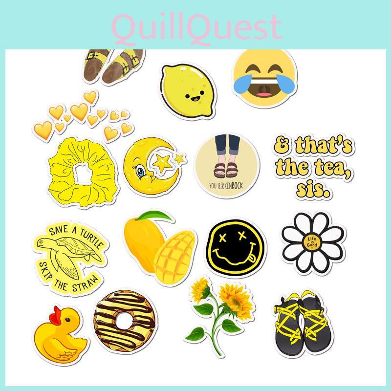 50 Pcs Cartoon Yellow Small Fresh Stickers Featuring Adorable Designs For Luggage Decoration