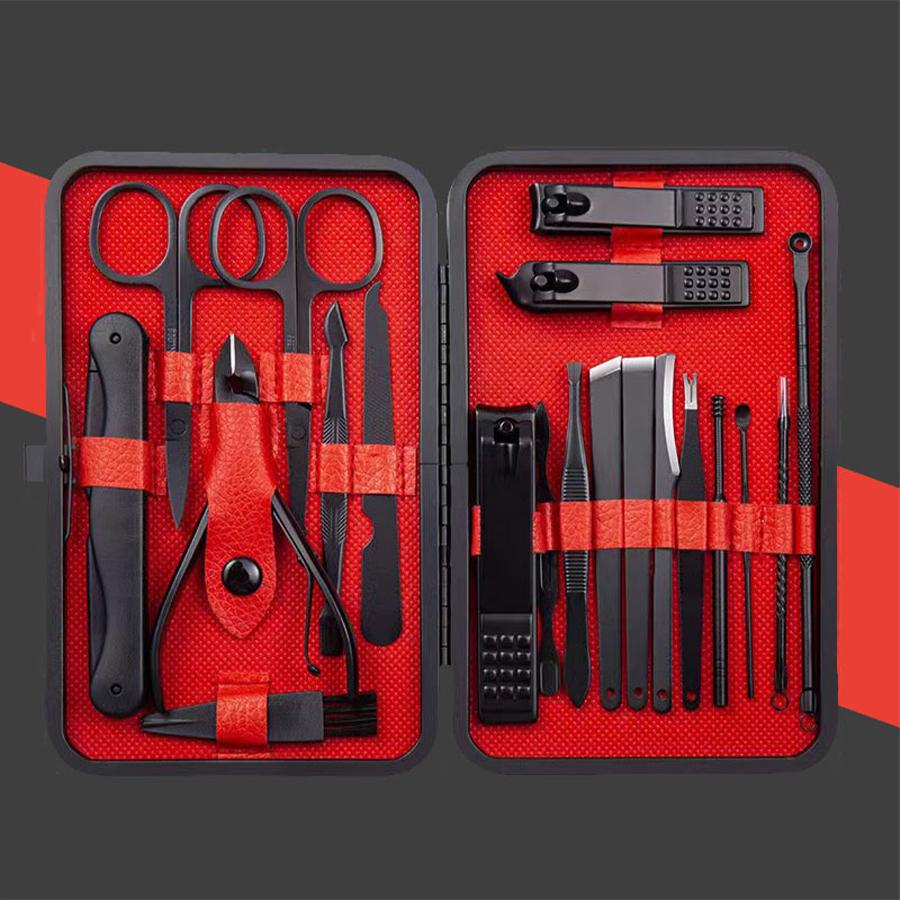 7/8/18/20/24PCS Set Professional Manicure Set Kits Stainless Steel Fingernail Toenail Clippers Set with Leather Portable Case