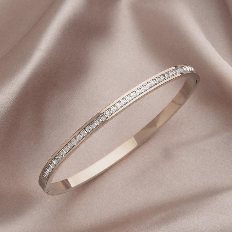 Leichter Luxus High-End Voll Diamant Titanstahl Armreif - Damen Modischer Temperament Schmuck