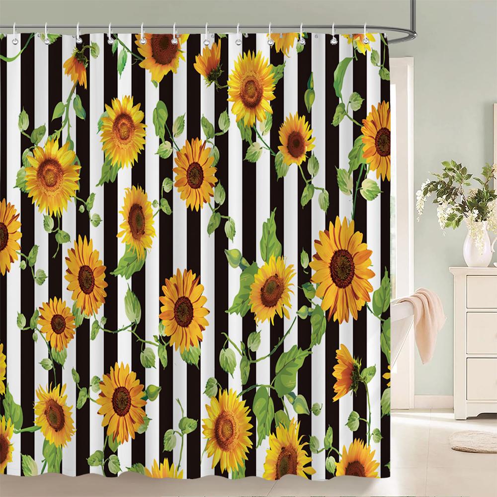 Beautiful Flowers Shower Curtains with hooks Waterproof Bath Curtains for Bathroom Home Decoration Floral Bathroom Curtain