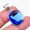 Natural Swiss Blue Topaz Gemstone 925 Sterling Silver Jewelry Pendant 1.18" AP-16368