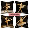 Golden Figure Skating Mosaic Throw Pillow Covers Pattern Cushion Cover Suitable For Sofa Bedroom Car Pillow Cover