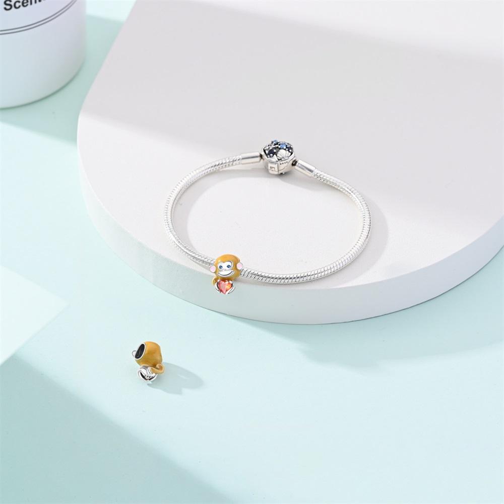 Pendant Charm Bead Copper Dreamy Blue Heart Beads Fit Original Bracelet For Jewelry Making Valentine'S Day Gift