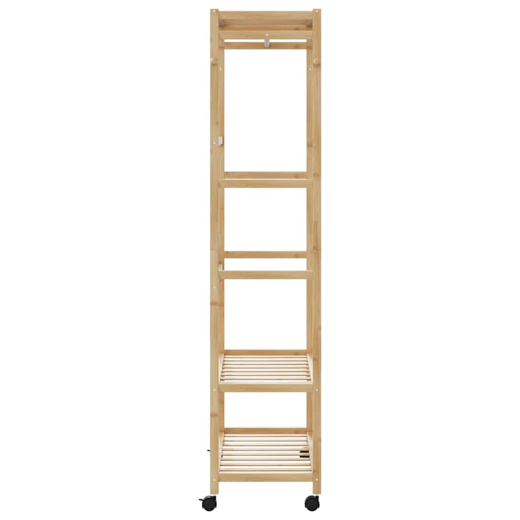 Clothing Rack with Shelves and Casters 90 X 40 X 179.5 Cm Bamboo