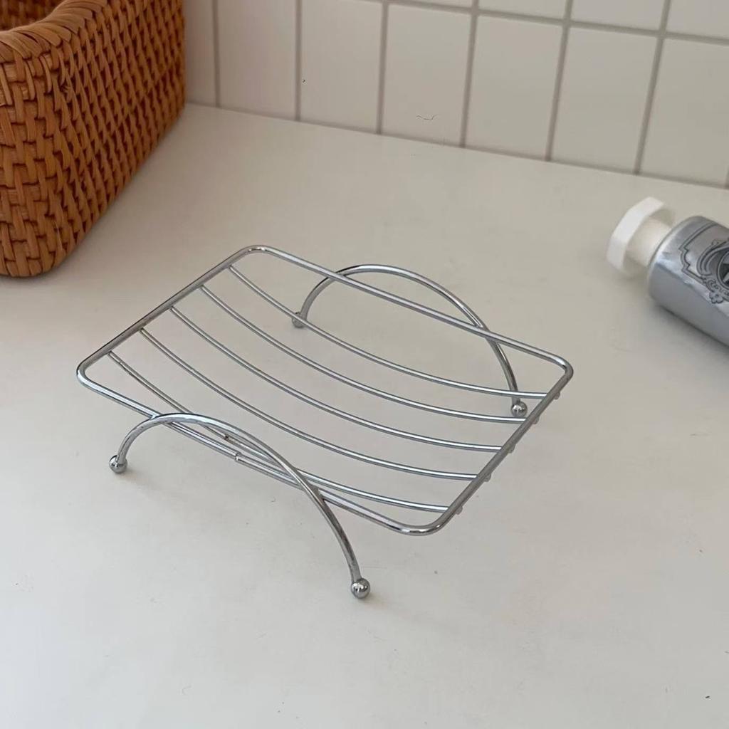 Suction Cup Soap Dish No Drill Wall Mounted Drainage Rack Bathroom Soap Holder Stainless Steel Grid Organizer For Home Bathroom