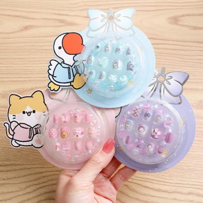 12 pezzi di unghie finte adorabile modello cartoon colori vivaci copertura completa decorativa press-on unghie finte suggerimenti per manicure