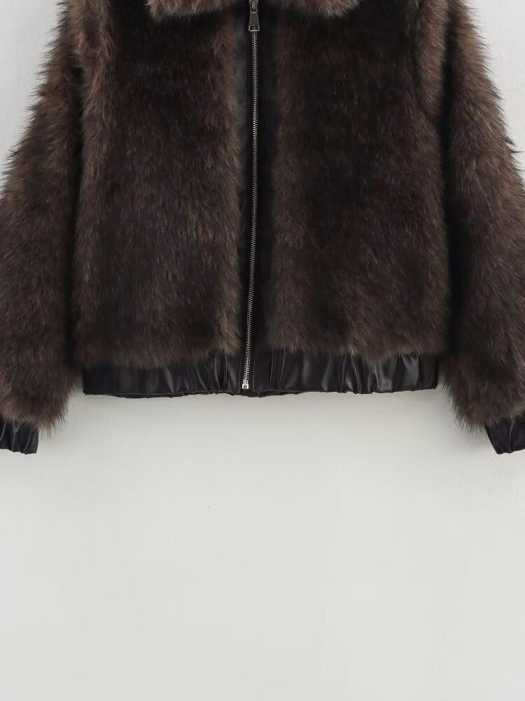 2024 Women's Fashion: European & American Style Plush Leather Faux Fur Coat