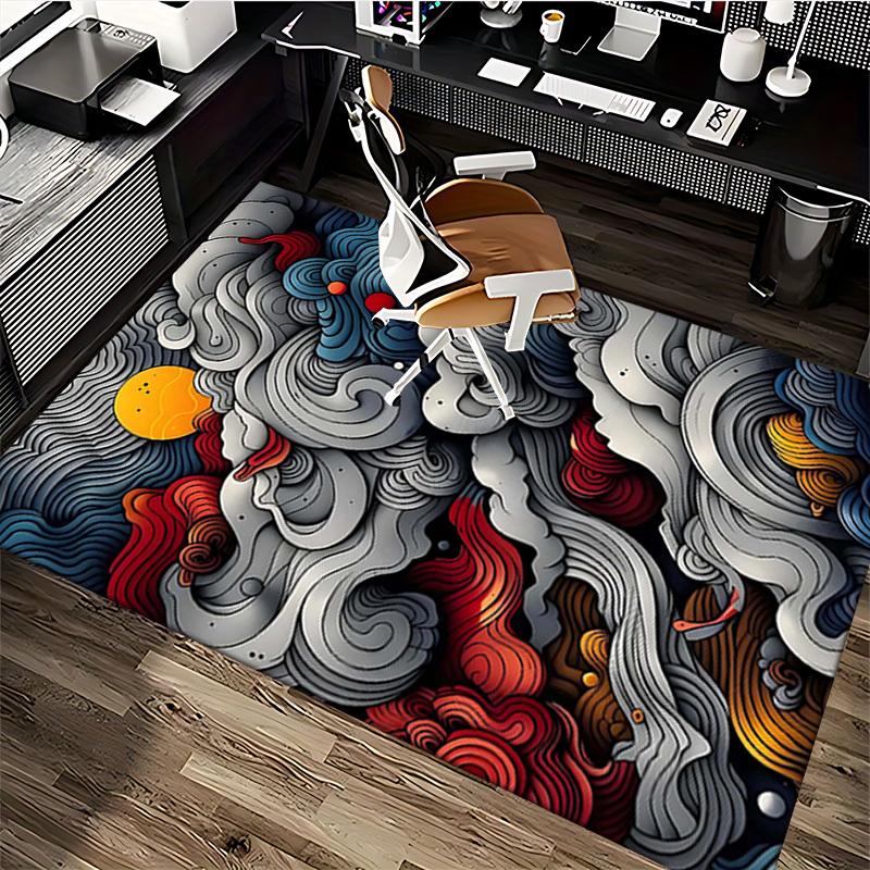 1pc Abstract Art Office Chair Mat - Festival Gift, Seasonal Decor, Non-Slip Carpet for Home and Office Use.P008