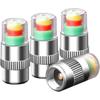 Valve Caps - 4 Pieces - Chrome Plated Metal & PC - Colored Indicators (silver, Red, Yellow, Green) - 23x11.5 Mm