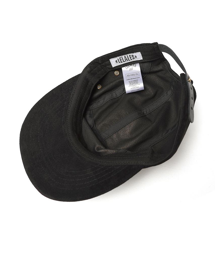 Leulale Handmade Leather Camp Cap - Black
