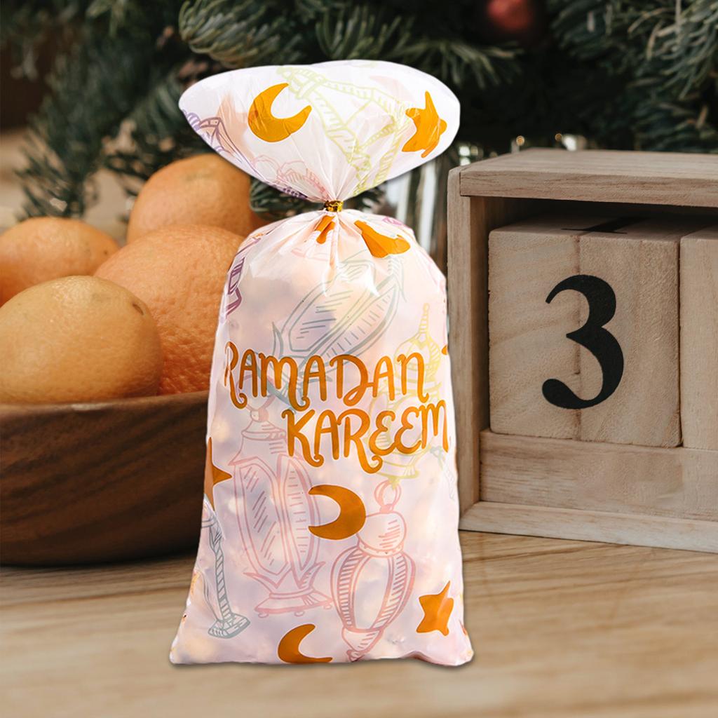 50Pcs Ramadan Kareem Gift Bags Eid Mubarak Candy Cookie Bag 2024 Islamic Muslim Party Supplies Eid Gift Packaging Pouch