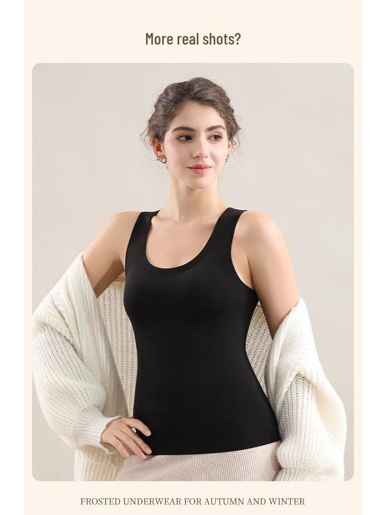 Women's L2# Wool Silk Brushed Base Layer with Underarm Coverage & One-Piece Fixed Bra Pads