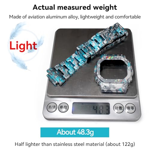 Herren Metall-Uhrenarmband mit Gehäuse, Kompatibel mit Casio und G-SHOCK Uhren DW-5600, GW-B5600, GB-5600, GWX-5600, GW/DW-5000, DW-5025, 5030, und