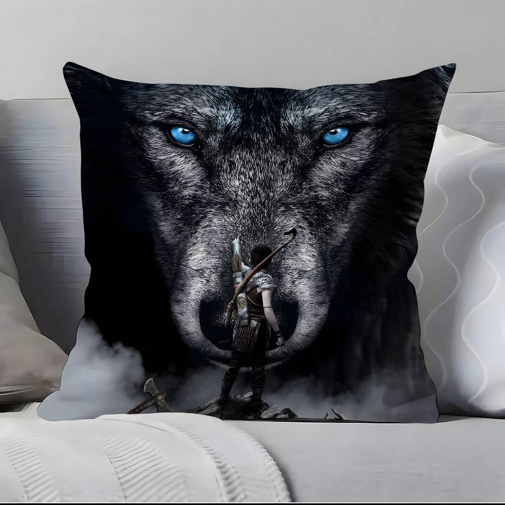 Anime G-God of W-War Ragnarok Pillow Case Anti-dustmite Pillowcase Invisible zipper silky short plush Sofa cushion cover