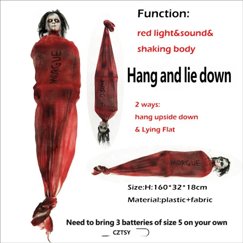 Halloween Red Dress Inverted Hanging Female Ghost Battery Powered Electric Induction Vibration Indoor Use Ghost House Decoration
