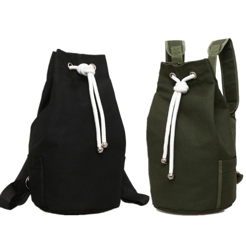 New Canvas Drawstring Backpack Large Capacity Water Bucket Basket Bag, Sports and Fitness Bag Cycling Backpack