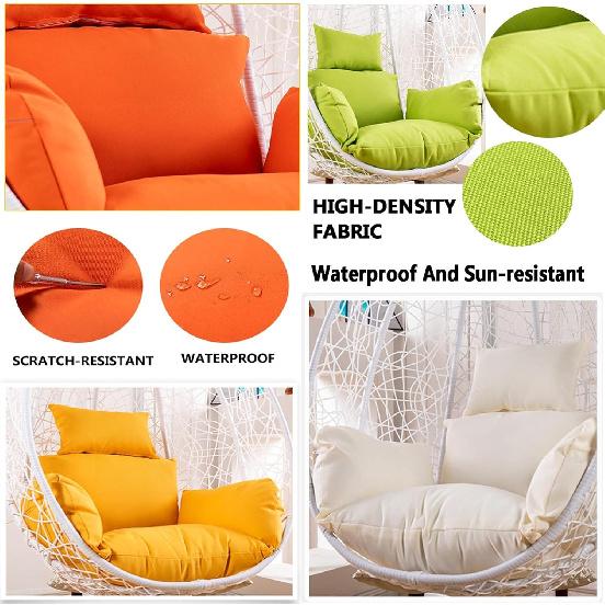 Poduszka na fotel jajko tylko, Zewnętrzna wisząca poduszka siedziska fotela huśtawkowego, Pogrubiona wodoodporna zmywalna poszewka na poduszkę fotela hamakowego z zagłówkiem